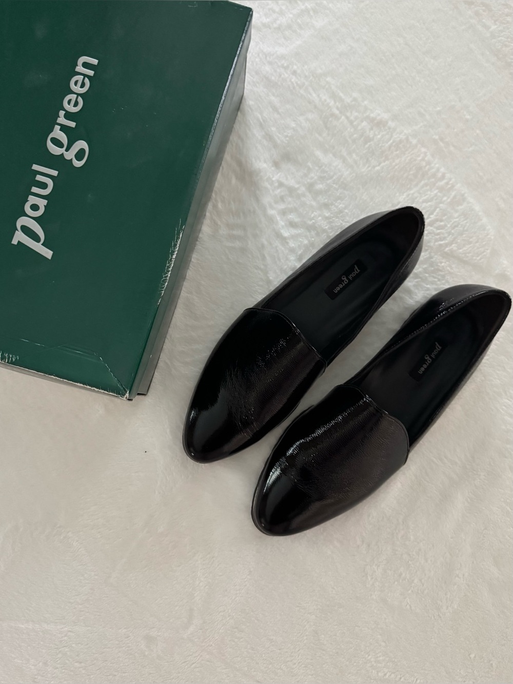 Paul Green Black Patent Leather Slip-On Loafers